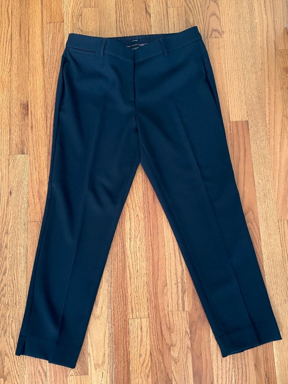 EUC Talbots Stretch Hampshire Black Ankle Pants with Split Hem - Size 12